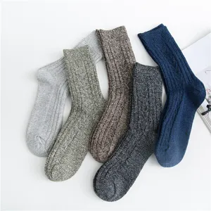 Men's thick wool knit thermal winter crew socks multi-pack casual vintage style detail