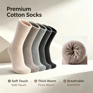 Calze da Sci in Spugna Termica Rinforzata da Uomo Inverno Caldo Tubo Lungo Sport Misto Cotone