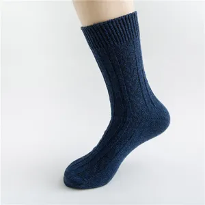 Men's Thick Warm Wool Knitted Socks Retro Mid-Tube Winter Thermal Casual Footwear