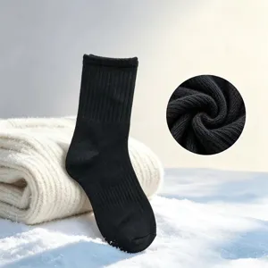 Calze termiche ispessite da uomo sport sci lunghe calze in spugna nera per inverno