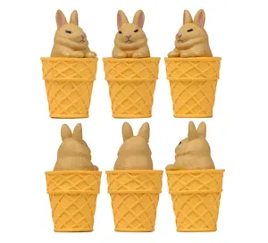 Süßer Cartoon Kaninchen Eiswaffel Schlüsselanhänger, kreativer DIY Taschenanhänger.