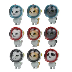 Niedlich Weltraum Katzen Figuren Set, Mini Astronaut Kätzchen Ornamente für DIY Schlüsselanhänger.