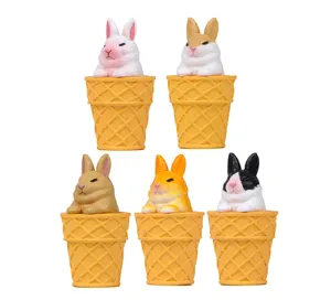 Niedlicher Cartoon Kaninchen Eisbecher Schlüsselanhänger Tasche Anhänger Miniatur Set 5 Stk.