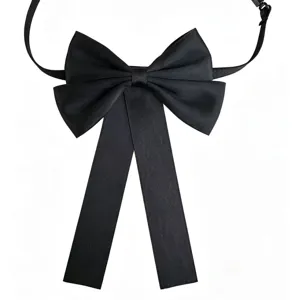 Noeud papillon ruban noir pour femme, accessoire de chemise style britannique avec sangle réglable.