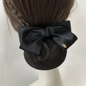 Professional Nurse Stewardess Hair Bow Net Bowknot Hair Clip Hair Accessory Elegant Workplace Hair Net For Women