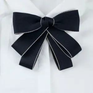 Classic dark blue bow tie with light edge detail, perfect for professional work uniform wear.