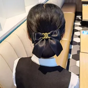 Minimalist Satin Bow Hair Net Professional Hair Accessories With Gold Metal Buckle Elegant Hair Styling Tool For Women