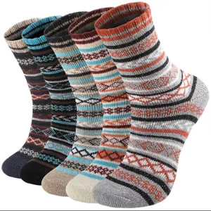 Dicke thermische Wollsocken Damen Winter Vintage gemustert gemuetlich warme Socken