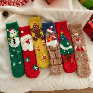 Chaussettes douillettes de Noël en polaire corail hiver chaud confortable chaussettes de nuit
