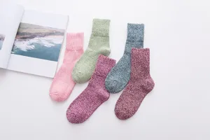 Damen dicke Strick Wolle Winter warme Socken Set, gemütliche lässige Stiefelsocken Pack.