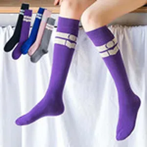 Japanese style women knee high socks solid color long cotton socks fashion cute leg warmers.