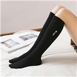 Black high knee socks for women, slim fit long tube stockings, casual daily autumn hosiery.