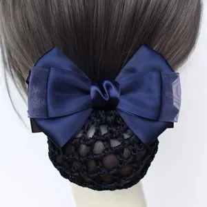 Professional Hairnet Bow Hair Clip Ribbon Hair Net Bun Cover For Nurse Stewardess Hotel Waitress Work Hair Accessories