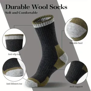 Dicke thermische Woll-Skisocken für Herren, warme gepolsterte Wintersocken mit Fußgewölbe.