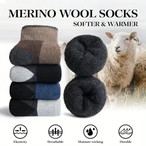 Herren Thermosocken aus Merinowolle dicke Winterskistrümpfe mit Atmungsaktivität und Feuchtigkeit
