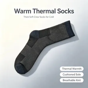 Dicke thermische Crew-Socken für Herren, warme Wintersport-Stricksocken mit gepolsterter Sohle.