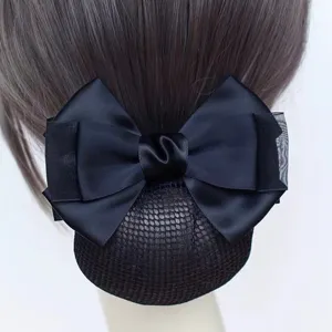 Black hair net bow professional bun cover for nurse air hostess work hair accessory elegant