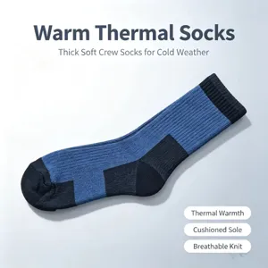 Dicke Thermosocken mit gepolsterter Sohle und atmungsaktivem Strick für kalte Tage.