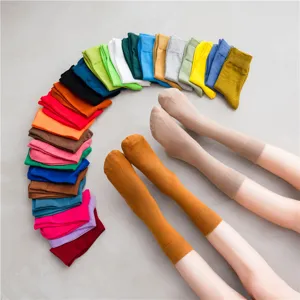 Baumwolle Mittelsocken Bonbonfarben einfarbig bequemer Alltag schicke bunte Socken Kollektion