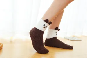 Fluffy fuzzy plush socks for women, winter warm coral fleece sleep slipper socks.