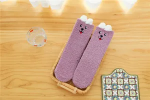 Plush fluffy fleece sleep socks cute dog winter warm fuzzy cozy floor socks home wear