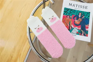 Women fluffy fuzzy socks cozy warm coral fleece winter sleep socks cute home slipper socks
