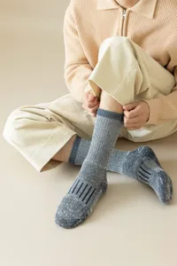 Calcetines de senderismo de lana térmica gruesa para hombre, duraderos de invierno.