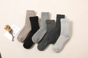 Calzini di lana caldi e spessi per uomo e donna, calze termiche invernali in vari colori solidi.
