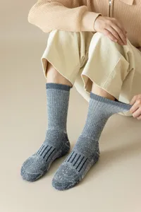 Calcetines de senderismo de lana gruesa de invierno para hombre, térmicos azules.