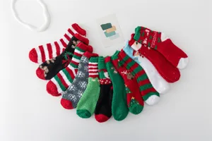 Cozy Christmas coral fleece fuzzy socks set, warm winter sleep floor socks for women.