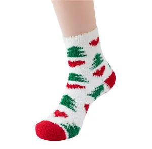 Women Kids Christmas Fuzzy Socks Ultra Fine Fiber Winter Warm Home Slipper Socks