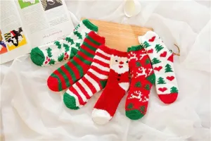 Christmas fuzzy socks coral fleece warm cozy winter floor sleeping socks set for women