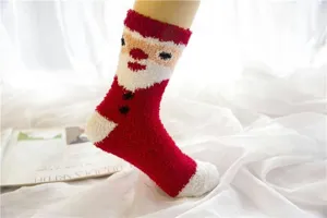 Christmas coral fleece fuzzy socks winter warm cozy home floor sleeping socks santa