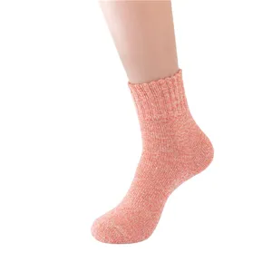 Damen Strick Wolle Mix thermische Winter Boot Socken in gemütlicher oranger Melange.