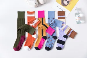 Women knee high socks Japanese JK style cute colorful cotton long socks fashion casual