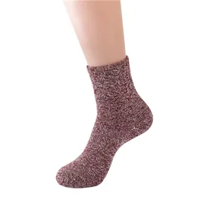Damen Winter warme Strick Wolle Mix mittelhohe Stiefelsocken, melierte rote Freizeitsocken