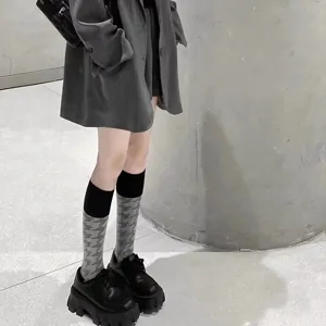 Women mid-calf socks fashionable knit patterned hosiery daily wear spring autumn winter apparel