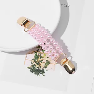 Elegant pink pearl sweater cardigan clip retro shawl clip handmade fashion accessory detail