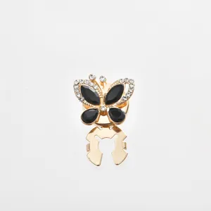 Exquisite rhinestone butterfly scarf clip, elegant golden brooch for women's collar shirt.