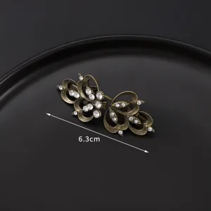 Vintage bronze rhinestone scarf buckle collar clip accessory for evening dress banquet wear 6.3cm