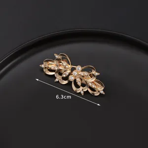 Elegant gold rhinestone scarf clip and dress collar brooch for women fashion accessories