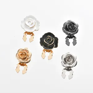 Alloy rose flower decorative buttons for shirt sleeves and scarves, elegant multi-color set.