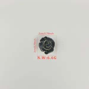Elegant black rose alloy shirt button brooch exquisite fashion apparel decorative accessory