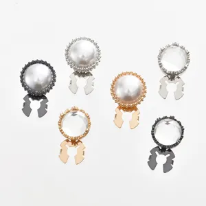Korean 3D pearl rhinestone cufflinks elegant women shirt decorative buttons fashion accessories