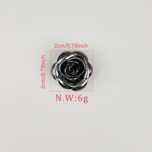 Black alloy rose flower button, exquisite clothing decoration buckle for shirt sleeve scarf.