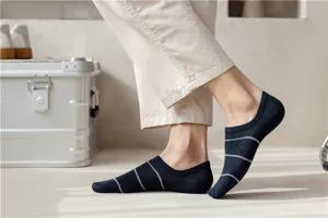 Herren flache unsichtbare Socken mit Streifen, atmungsaktive Baumwolle Sommer Sneaker Socken.