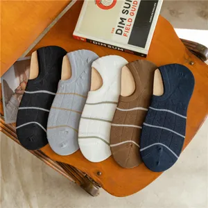 Herren Bootsocken Set, atmungsaktive Baumwolle unsichtbare Socken mit Streifen für Sommer.