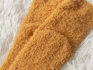 Soft fuzzy plush winter socks, thick warm cozy coral fleece home floor socks for women.