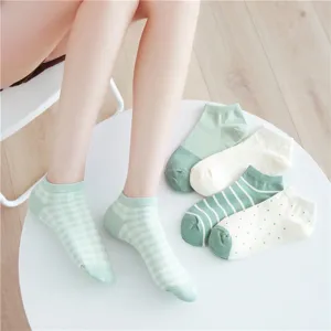 Damen Kurzsocken Sommer dünn niedriger Schnitt süß Karos Streifen Socken atmungsaktive Baumwolle