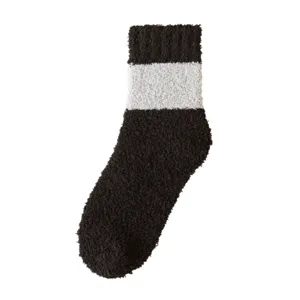 Kuschelige Fleece Herren Socken warme Wintersocken Flauschige Schlaf Socken gestreift